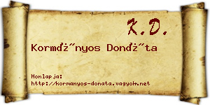 Kormányos Donáta névjegykártya
